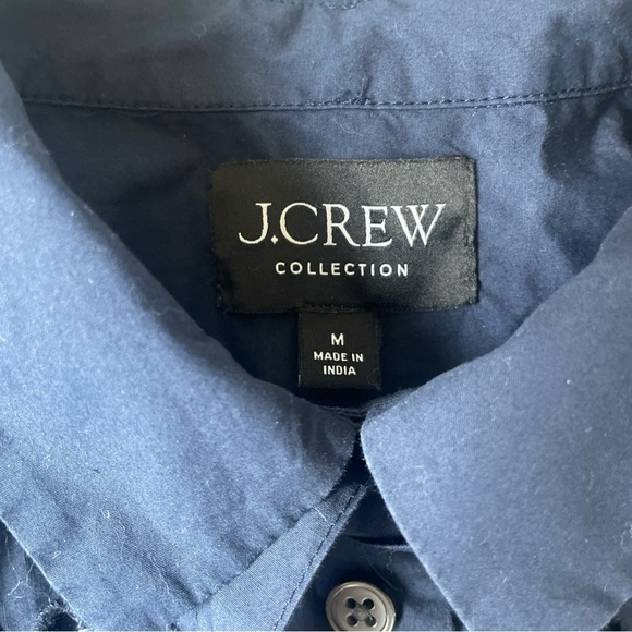 J Crew Collection Top Navy Blue Eyelet Button Blouse Cotton Poplin Shirt Sz M - Picture 4 of 14